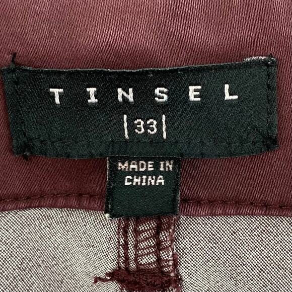 TINSEL Deep Plum Raw Hem Cropped Pants Plus Size 33 Casual Summer Everyday - Picture 6 of 7